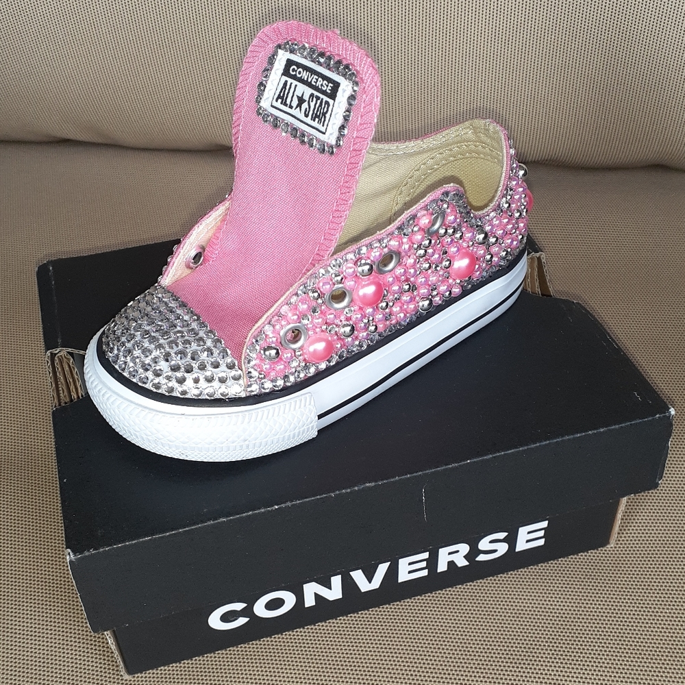 NEW Pink CUSTOM Bling CONVERSE - Toddler shoes (other colors & sizes by Request) - Picture 5 of 12